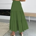 thumbnail image 7 of ASFGIMUJ Women's Skirts Tutu Boho Elastic Waist Pleated A-Line Flowy Swing Tiered Long Beach Skirt Dress With Pockets Green L, 7 of 7