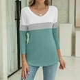 thumbnail image 7 of Texiao Women's V Neck 3/4 Sleeve Tops Color Block/Solid Shirts Basic Summer Tees, 7 of 7