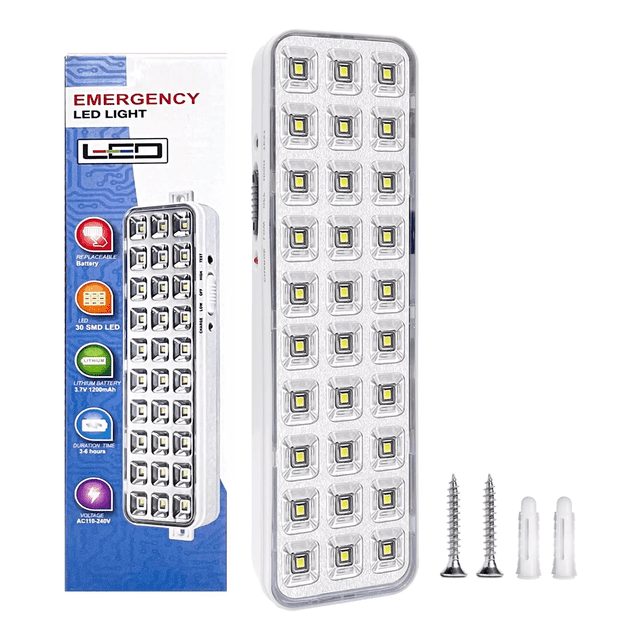 Lámpara De Emergencia 30 Leds Batería Recargable Blanca