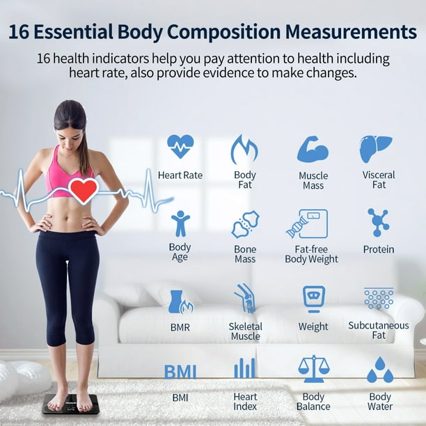 FSA & HSA Eligible/16 Essential Body Composition Analysis: Weight scale  utilizes BIA to measure 16 body metrics include body weight, heart…