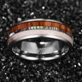 thumbnail image 4 of 8mm Tungsten Wedding Ring Deer Antler Abalone Shell and Koa Wood Inlay Dome Polished Comfort Fit Size 7-12, 4 of 5