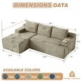 thumbnail image 2 of Aukfa 95" Cloud Sectional Sofa Boneless Couch Modular Sofa Bed for Living Room, 2 Side Pockets, Left Chiase, Camel, 2 of 9
