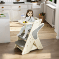 thumbnail image 3 of Toddler Standing Tower, Adjustable Height Toddler Step Stool with Safety Belt and Removable Dining Tray, Kids Kitchen Stool Helper, Grey, 3 of 9