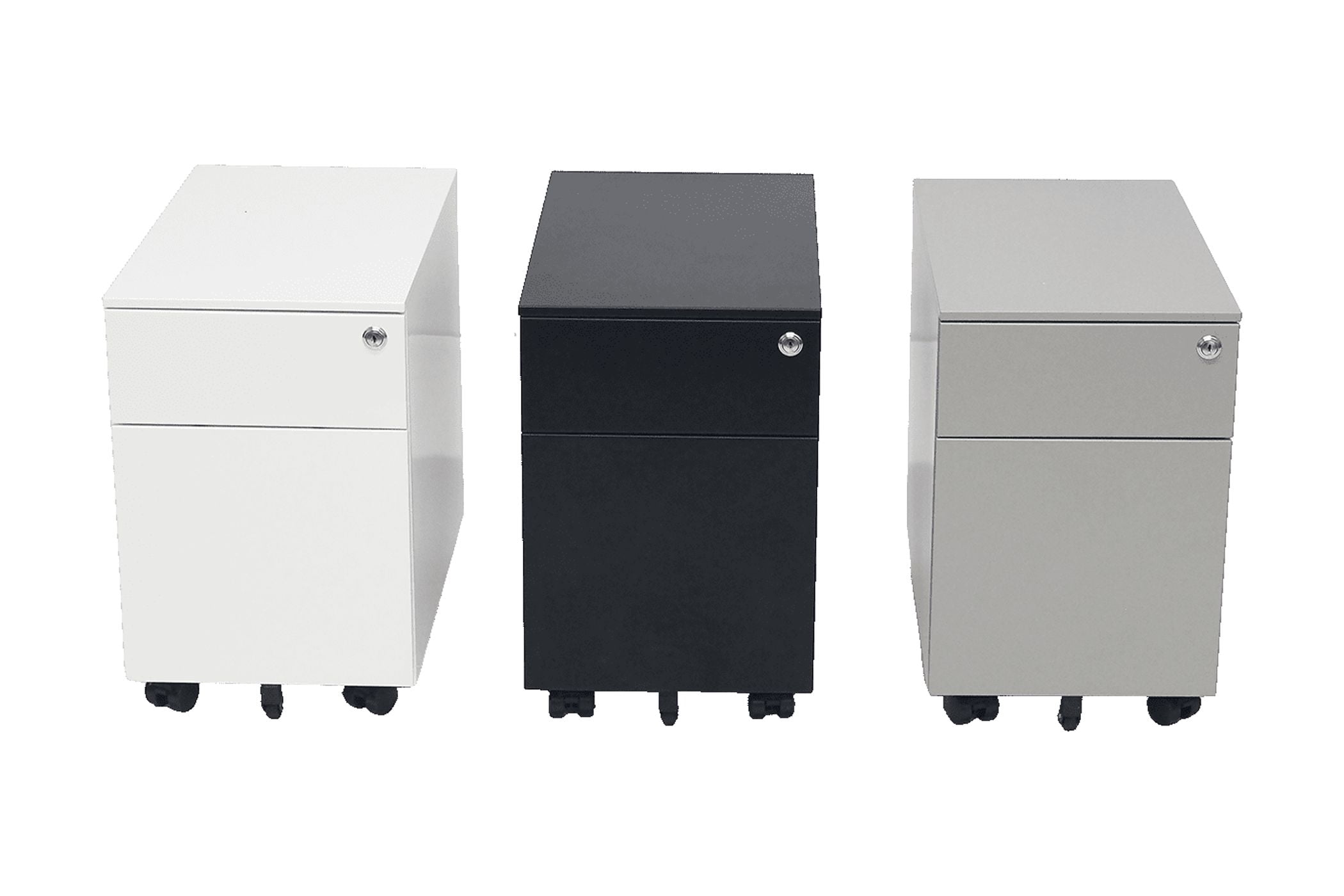 We're It 2-Drawer Mobile Filing Cabinet with Lock & Wheels - 11.8" Slim Under Desk File Storage for Letter/Legal Documents, Brushed Silver Metal Office Cabinet