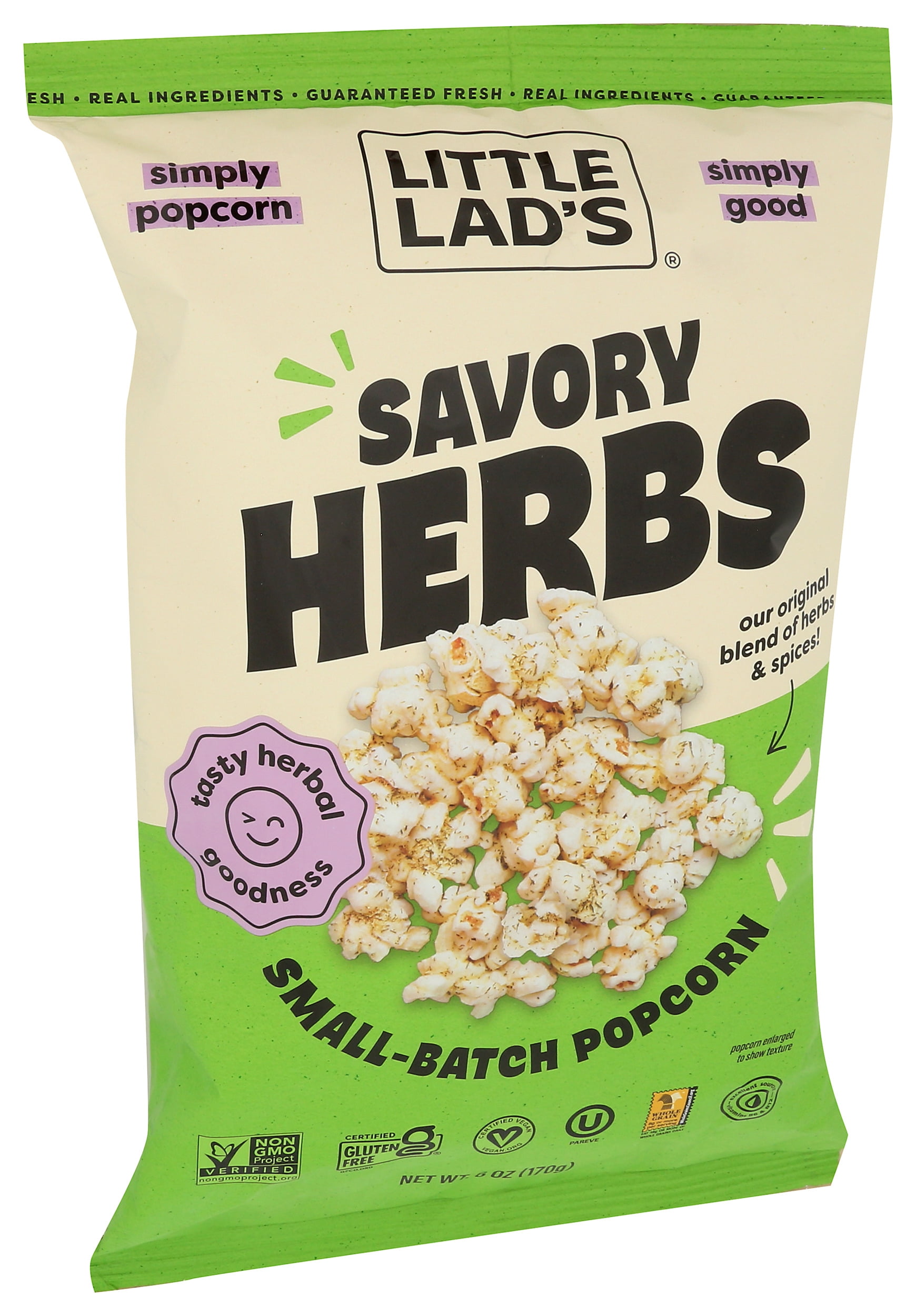 Pack of 6, Little Lads Savory Herbs Popcorn, 6 oz