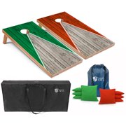 Tailgating Pros Pyramid Cornhole Board Set w/ Bean Bags and Carrying Case - 4'x2' Regulation Corn Hole Toss Game - Optional LED Lights