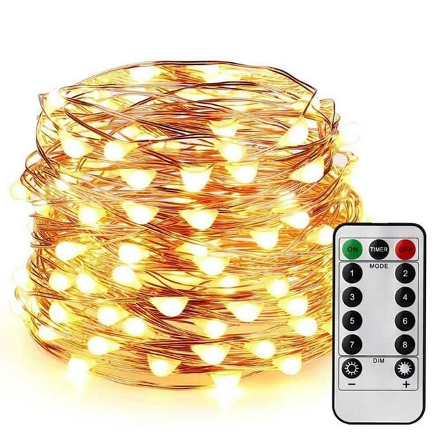 ziyahi 10m/33ft 100LED Star wirh Remote Control 8 Modes USB Copper Wire Light LED Warm White Fairy Light for Party Home Decoration