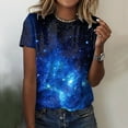 thumbnail image 2 of Women's T Shirt Night Sky Print O Neck Short Sleeve Casual Loose Basic Tee Soft Comfy Vacation Outdoor T Shirt, 2 of 4
