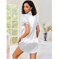 thumbnail image 5 of Ekouaer Night Shirt for Women Button Down Satin Sleepshirt Short Sleeve Nightgown Soft Sleepwear Comfy Sleep Dress, 5 of 6