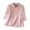 Pink, variant on Womens 3/4 Sleeve Tops Textured Cotton Linen Embroidery Blouses Comfy Solid Crewneck Buttons T-Shirts Summer Casual Tees