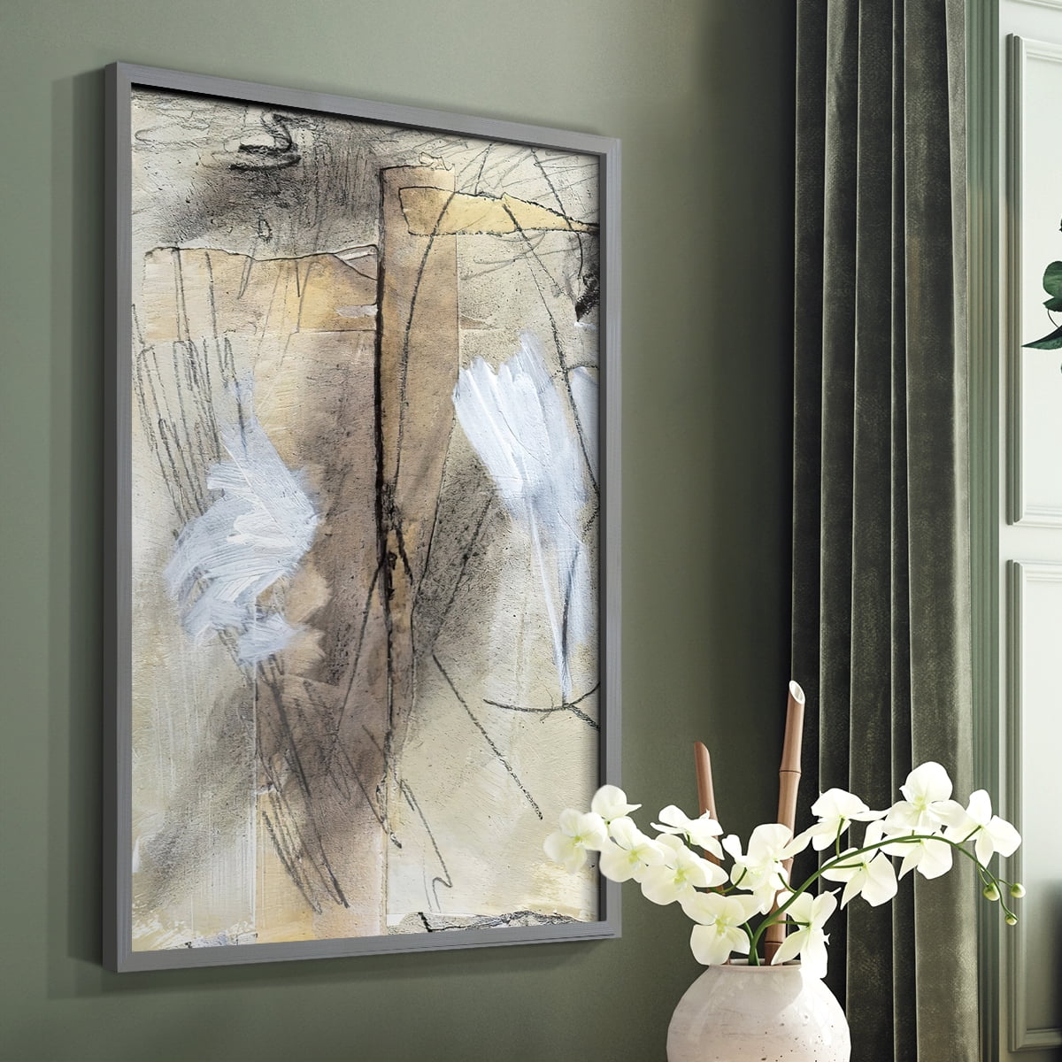 Masked Notes VIII Framed Print in Gray Solid Wood Framed Print No Nail Hanging