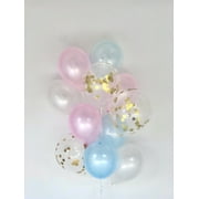 Sweet Moon 16 Piece Latex Balloons Bouquet - Baby Shower, Bridal Shower, Eid, and Ramadan Party Decoration (Blue & Pink)