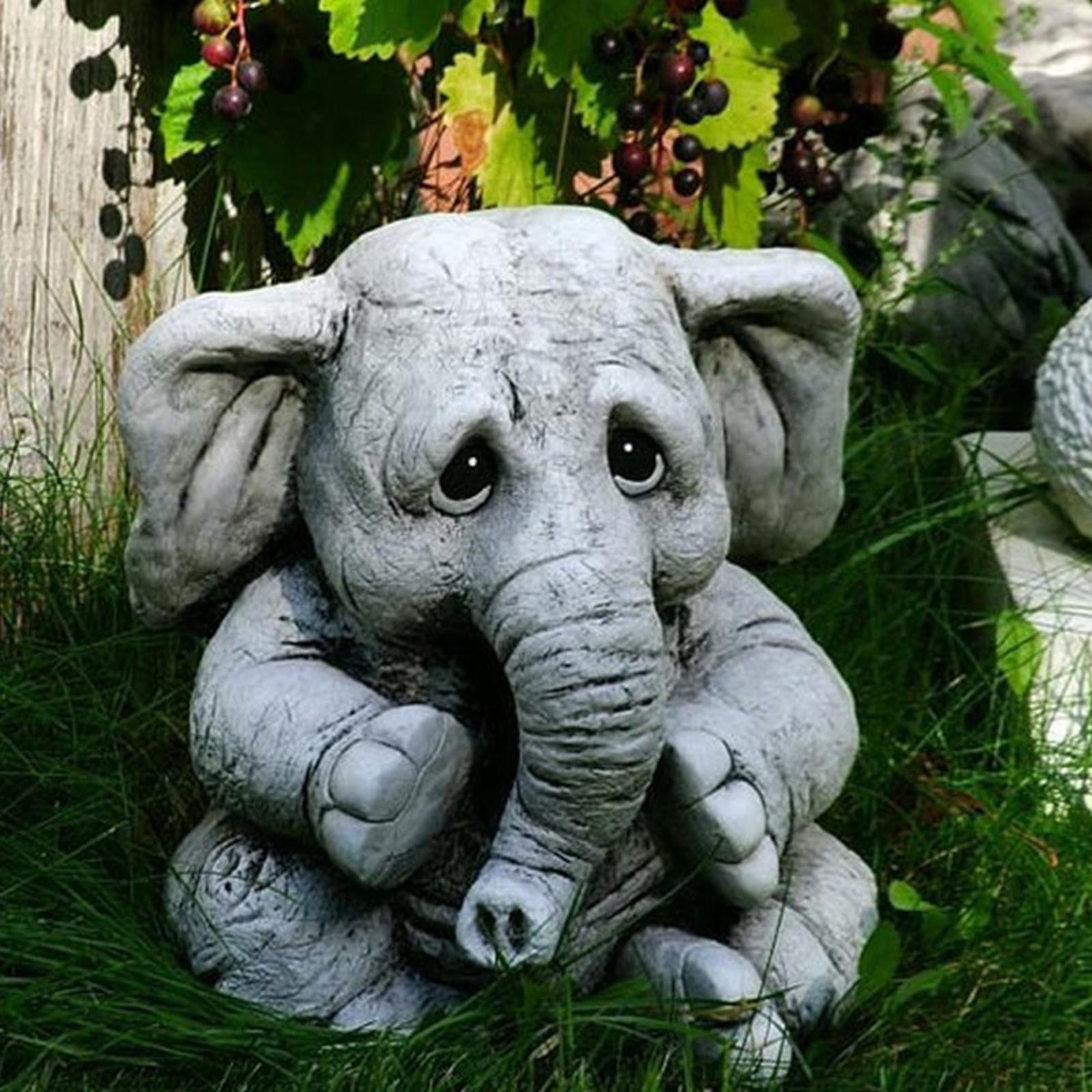 Elephant Figurine Tabletop Animal Statue Garden Sculpture Lawn Decoration 
