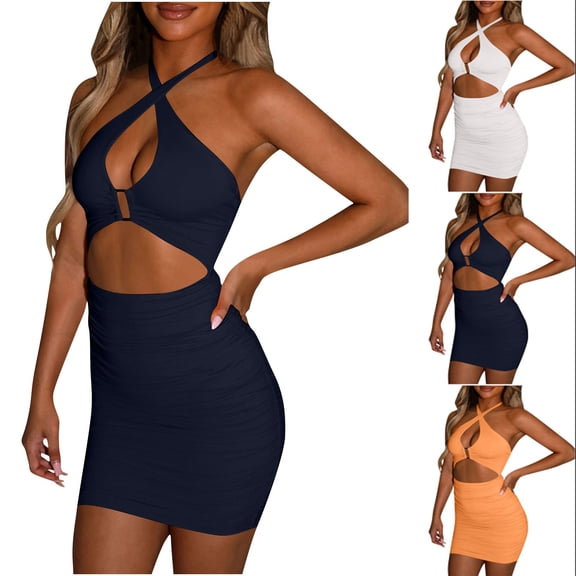 Antinious Women Strapless Sequin Slim Open Back Bodycon Party Solid Mini Breathable Dress