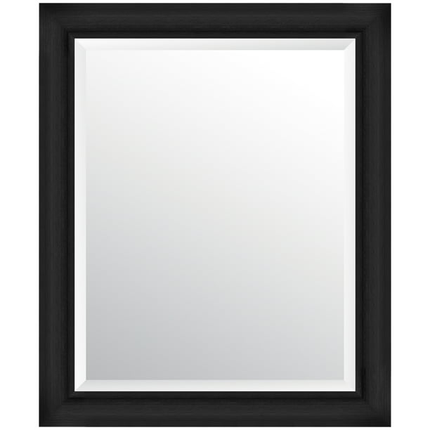 Distressed Black Scoop Framed Beveled, 24 X 30 White Framed Mirror