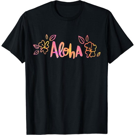 Aloha Hawaii Hawaiian Water Color For Men Women Boys Girls T-Shirt Black Large