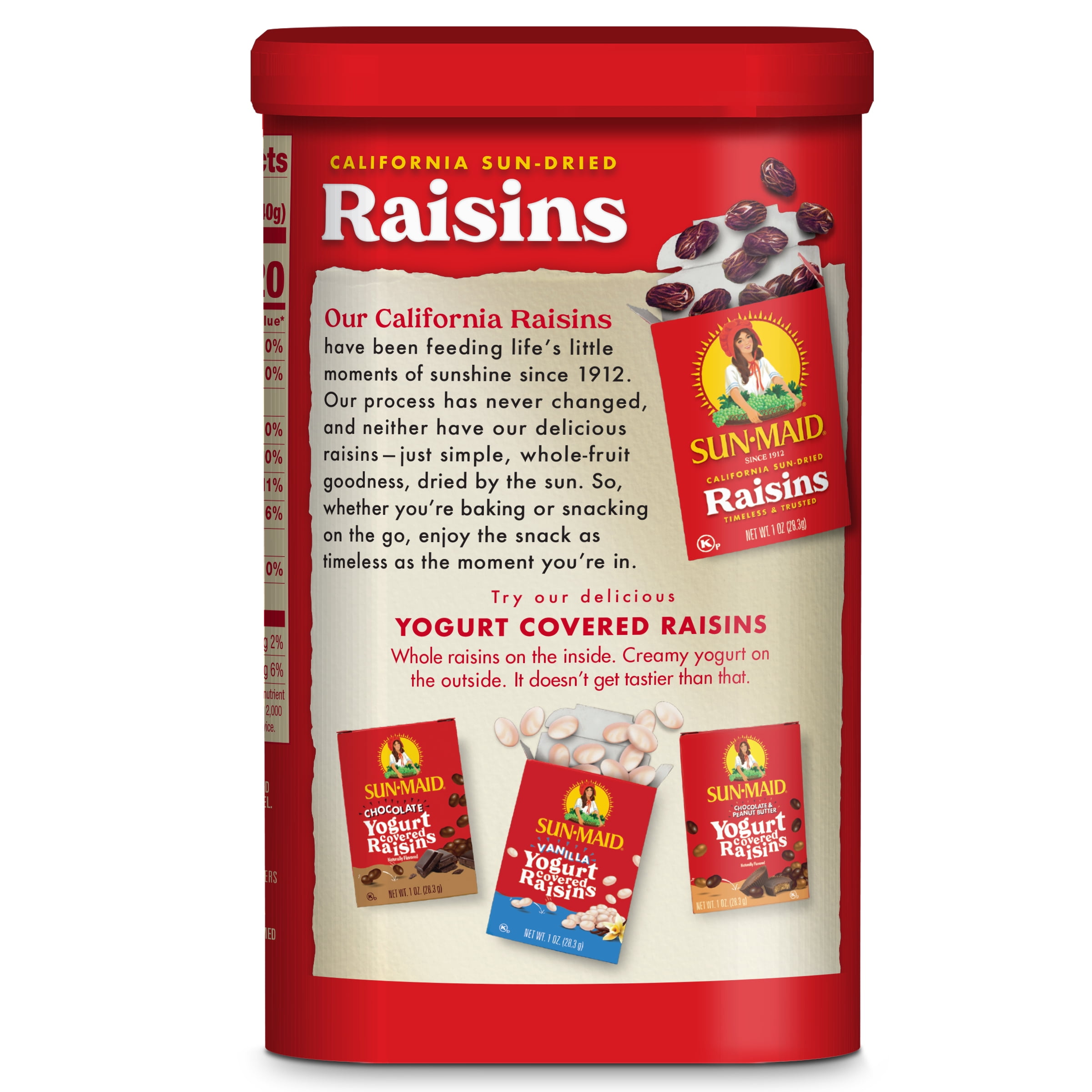 Sun-Maid California Sun-Dried Raisins, Dried Fruit Snack, 22.58 oz Canister