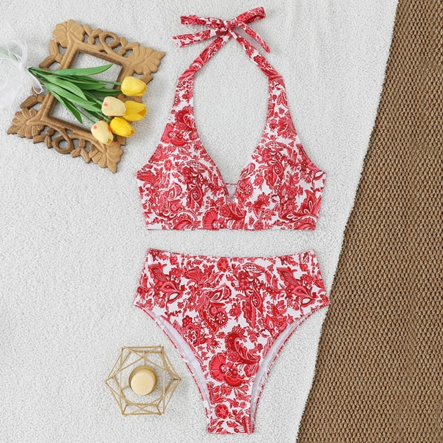 Trajes de baño para mujer, bikinis de cintura alta con cordón ajustable, traje de baño fruncido, conjunto dividido, trajes de baño para mujer, trajes de baño para mujer, traje de baño para mujer, traj