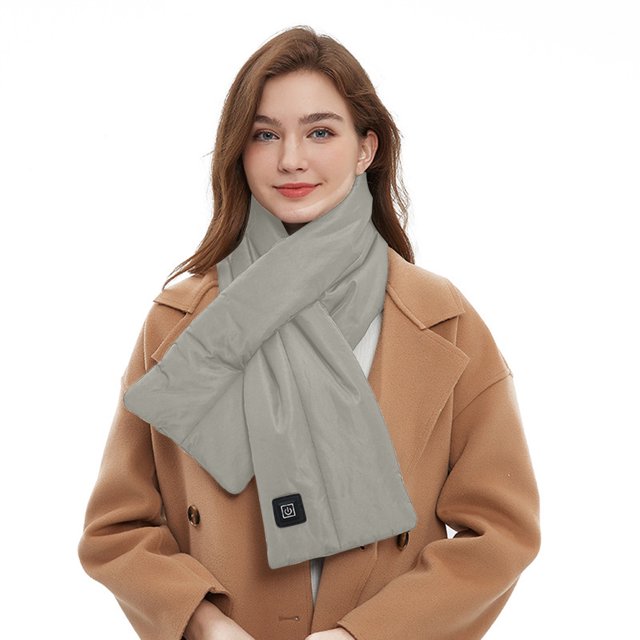 Styesk Heated Scarf USB Smart Rechargeable Heated Scarf 3 Temperature Adjustment Electricity Heated Neck Warmer Solid Color Winter Cold Outdoor Protection Portable Heating Scarf