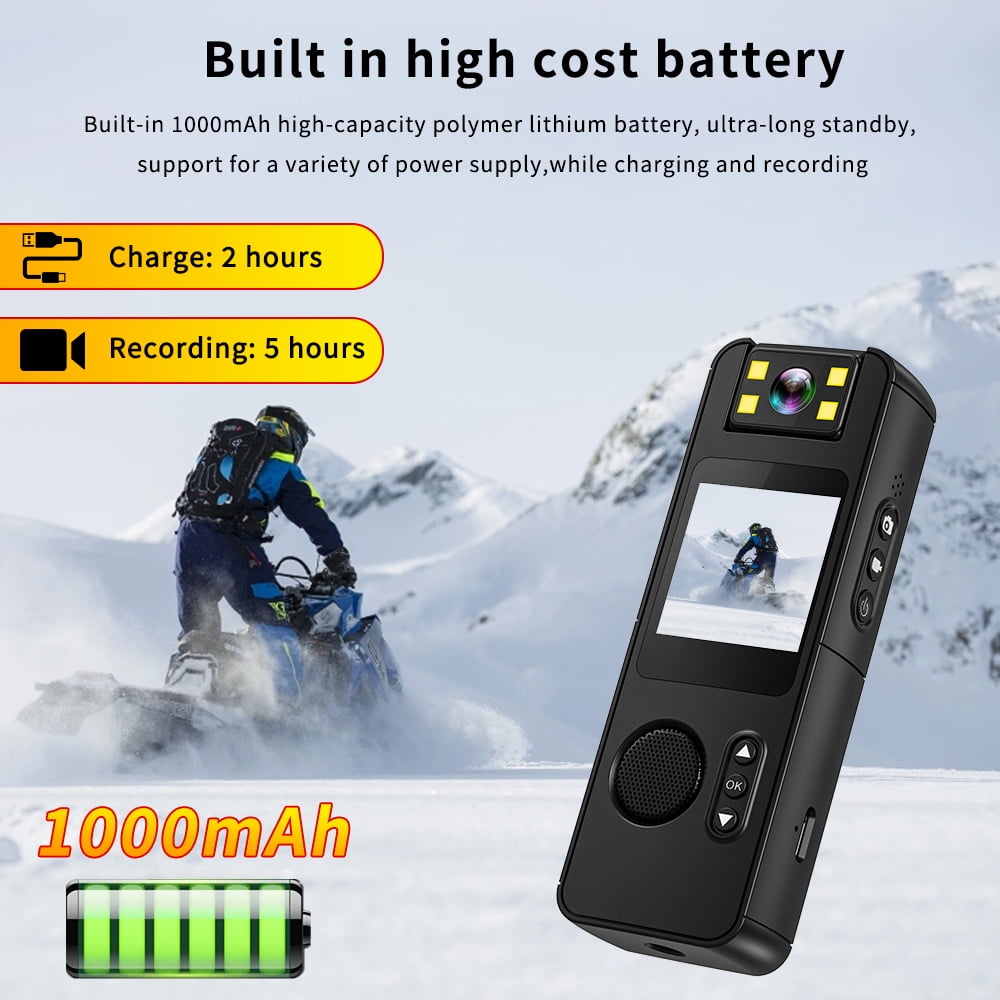 Wiher Body Camera with Audio and Video Recording, 1080P FHD Pocket Camera with 180° Rotating Lens and Night Vision Function, Wearable Camcorder for Cycling, Travel, Outdoor(64GB)