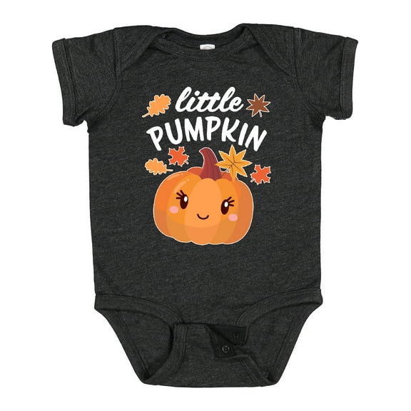 Inktastic Cute Little Pumpkin with Fall Leaves Boys or Girls Baby Bodysuit