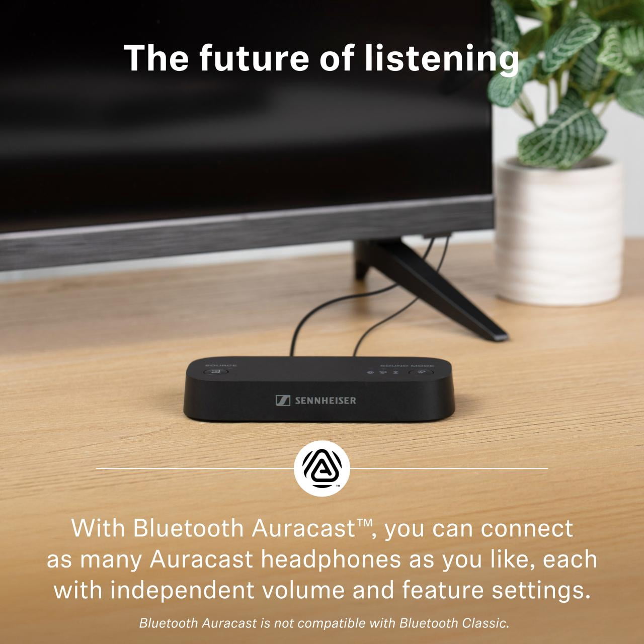 Sennheiser RS 275 TV Headphones - Bluetooth Headphones and Transmitter Bundle - Low Latency Wireless Headphones with Virtual Surround Sound, Speech Clarity and Auracast Technology - 50 h Battery