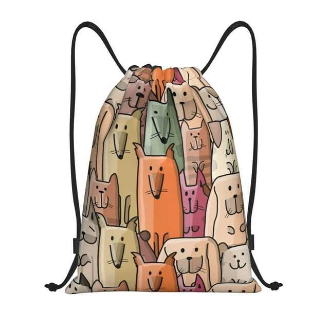 Lukts Funny Dogs Family Pattern Drawstring Backpack Bag Sport Gym Sackpack,String Backpack Sport Bag Sack,Cinch Tote Gym Backpack-Medium