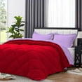 thumbnail image 3 of D.N.G. BEDDINGS 3 Piece Luxury Reversible Diamond Pattern Comforter Set Premium Super Soft, All Season 800 TC, 100% Egyptian Cotton Oversized Super King Size Lilac/Red Solid Color, 3 of 7