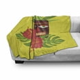 thumbnail image 2 of Luau Soft Flannel Fleece Throw Blanket, Vibrant Composition of a Tiki Exotic Summer Hibiscus and Palm Leaves, Cozy Plush for Indoor and Outdoor Use, 70" x 90", Yellow and Multicolor, by Ambesonne, 2 of 5