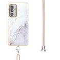 thumbnail image 3 of Allytech Moto Edge 20 Pro Case, Luxury Marble Pattern Rubber TPU Shoulder Strap Lanyard Drop Protection Anti-scratch Shock-absorbing Back Cover Case for Motorola Moto Edge 20 Pro, White, 3 of 4
