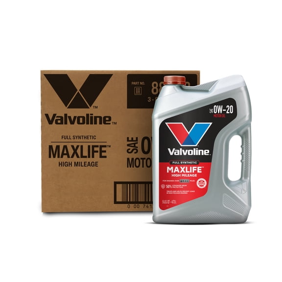 Valvoline MaxLife Full Synthetic High Mileage 0W-20 Motor Oil 5 Quart, pack of 3