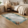 thumbnail image 2 of ODIKA 5'x7' Washable Area Rug Striped Nautical Vintage Seashell Coral Starfish Marine Motifs for Dining Room, Under Table, Home Office, Non-Slip Chair-Friendly, 2 of 7