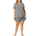 thumbnail image 2 of Agnes Orinda Women's Plus Size Short Sleeve Round Neck Nightwear Pajamas Set 3X Gray, 2 of 8