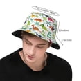 thumbnail image 2 of Cute Dinosaur and Leaves Pattern Bucket Hat Foldable Fisherman Outdoor Summer Camping Travel Hiking Caps for Men Women, 2 of 7