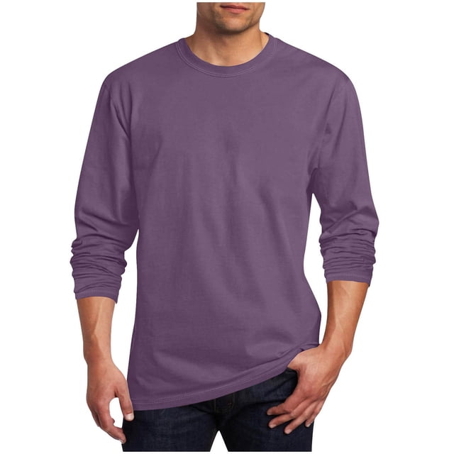 Floleo Haut à Manches Longues pour Hommes, Col Rond, Couleur Unie, Mode Classique, Vacances, Printemps et Automne, Sorties, Rassemblements, Fêtes Décontractées (Violet, 2TG)