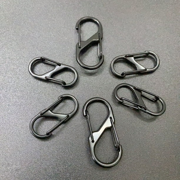 Hebilla de perro de aleación de zinc de doble cabeza en forma de S, galvanizada, para natación, hebilla en forma de S negra, hebilla de ocho caracteres completamente negra, llavero de suspensión