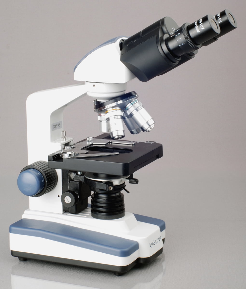 AmScope 40X-2500X LED Lab Binocular Compound Microscope with 3D-Stage with 50pc Blank Slides