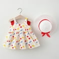 thumbnail image 2 of KDFJPTH Baby Girl Backless Wing Sundress Summer Cute Cartoon Polka Dot Print Sleeveless Princess Party Dresses With Straw Hat Size 1-2 Years, 2 of 7