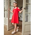 thumbnail image 4 of Arshiner Girls Casual Dress Short Sleeve Holiday Pockets Dresses Elegant, 4 of 8