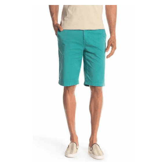 Wallin and Bros 10 Inch Solid Twill Flat Front Shorts, Teal, Size 30