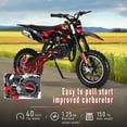 thumbnail image 4 of 49cc 2-Stroke Gas Kids Motorcycle, Off Road Mini Bike with Shock Absorption, 10 Inch Off-Road Tires, Front Rear Disc Brakes, Max Speed 25 Mph for Young Riders (Red), 4 of 8