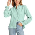 thumbnail image 4 of ClodeEU Women's Ruffle Collar Long Sleeve Button Down Shirt,Elegant Solid Dress Blouse Casual Top ,Women's Plus L, 4 of 4