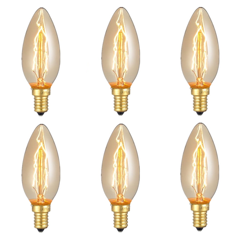 Edison Vintage E14 Incandescent Bulbs Retro Antique Dimmable 25W 6 Pack