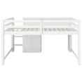 thumbnail image 4 of Euroco Wood Full Size Loft Bed with Desk, Drawers and Cabinets, Low Profile Bed with Cabinets and Whiteboard for Bedroom, White, 4 of 12