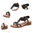 thumbnail image 6 of Rokment Women's Sparkling Rhinestones Wedge Heels Dressy Sandals Ethnic Bohemian Beach Summer Open Toe Slingback Mid Heels for Bride Wedding Banquet Black Size 6, 6 of 7