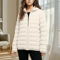 thumbnail image 3 of gbyLJF Womens Lightweight Hooded Down Jackets Solid Color Long Sleeve Quilted Puffer Coats Casual Full Zip Blouse with Pockets Winter Outwear, 3 of 6