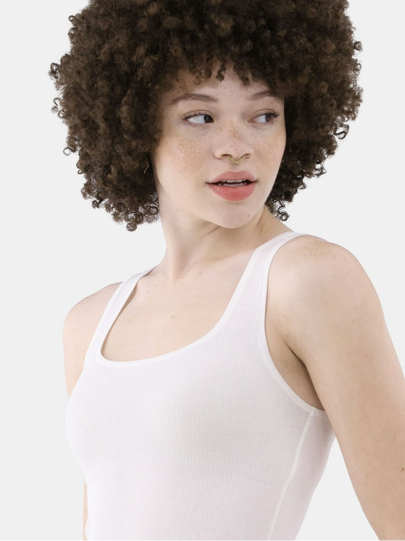 No Boundaries Women's Cotton Ribbed Cropped Tank Top, Sleeveless