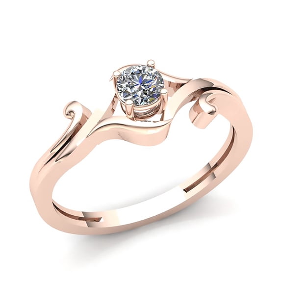 0.33ctw Round Brilliant Cut Ladies Bridal Solitaire Anniversary Engagement Ring Solid 14K Rose, White or Yellow Gold IJ SI2