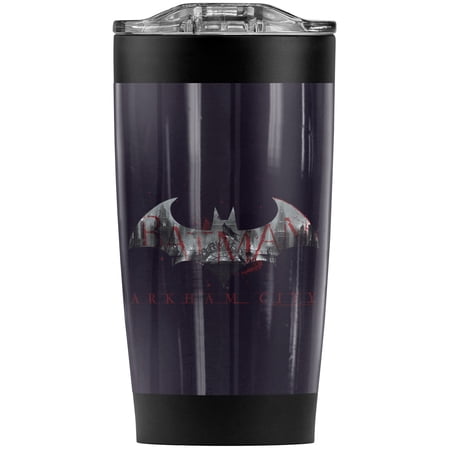 Batman: Arkham City Bat Fill Stainless Steel Tumbler 20 oz Coffee Travel Mug/Cup Vacuum Insulated & Double Wall with Leakproof Sliding Lid | Great for Hot Drinks and Cold Beverages