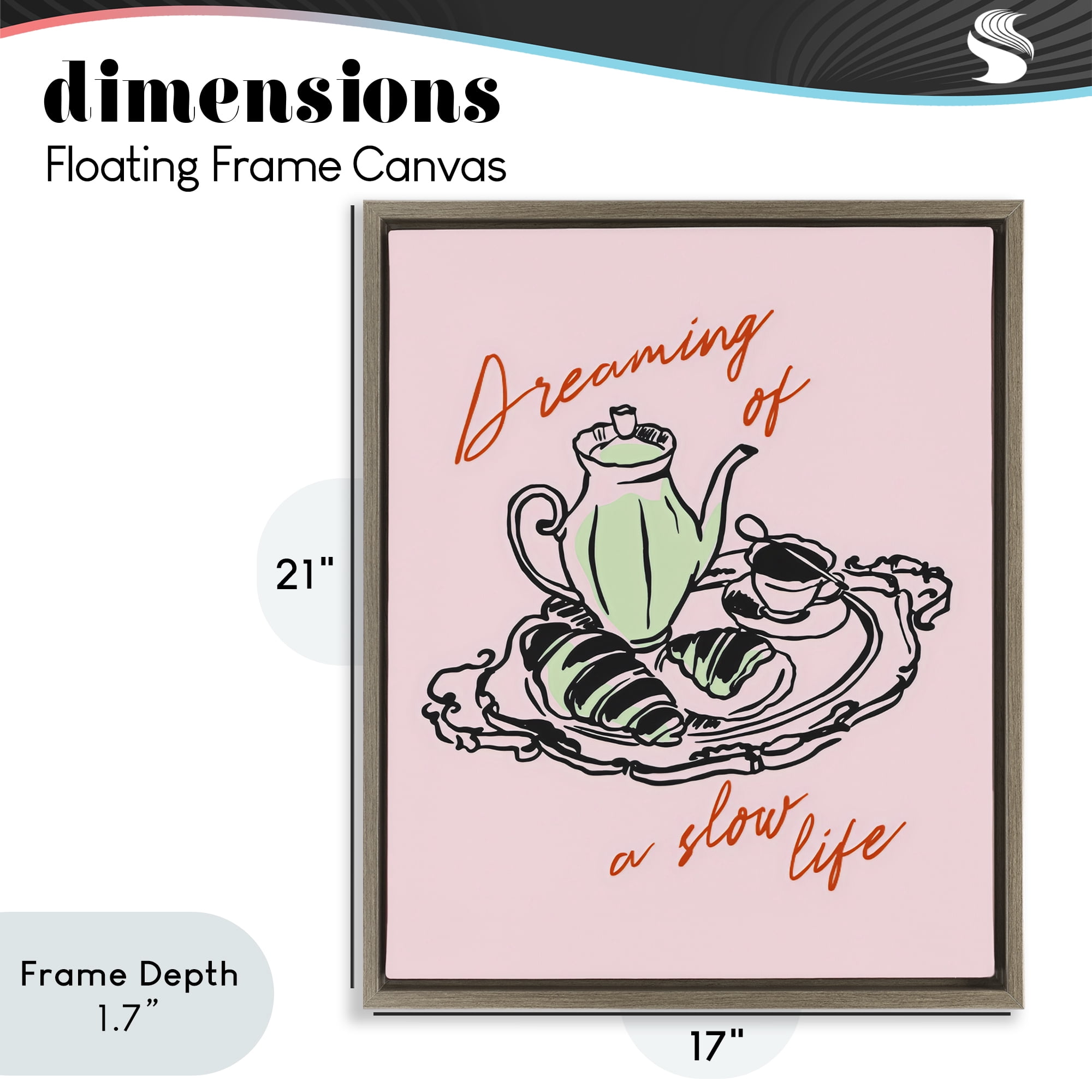 Stupell Industries Slow Life Tea Platter Brown Framed Floater Canvas Wall Art, design by The Prints Vibe